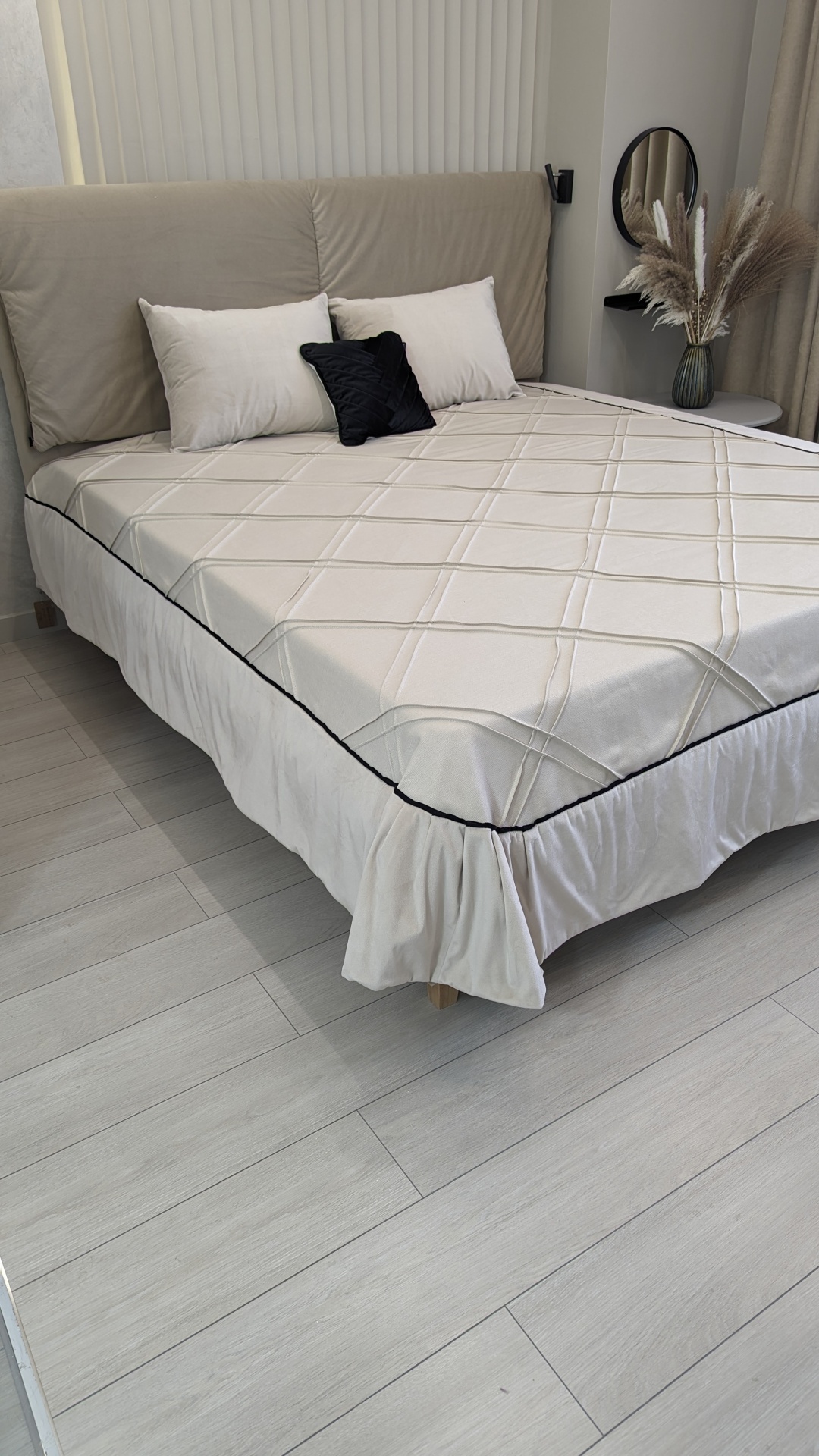 Покрывало ASH TEXTILE ручная стежка 230х250 см, синтетика, ранфорс, бархат, бежевый, молочный, карамельный