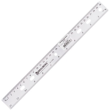 Линейка Brauberg 210284, 30 см, 1 шт, пластик, прозрачный