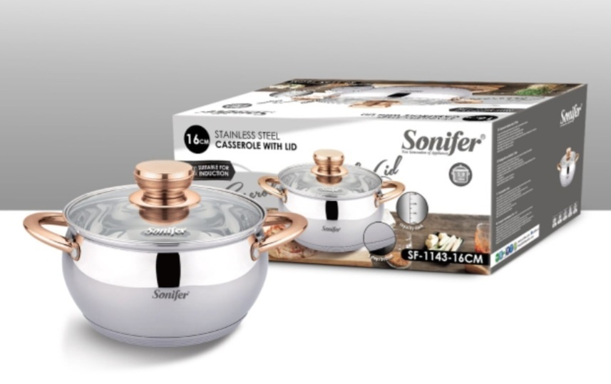 Кастрюля 1.9 л, Sonifer SF-1143-16 нержавеющая сталь