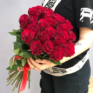 FloraLux моно-букет с открыткой роза 25 шт 50 см