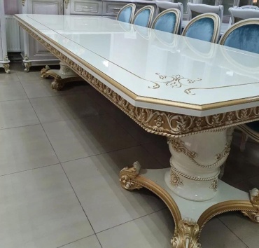 Обеденный стол Голд, 300х110x80 см, МДФ, шпон, слоновая кость
