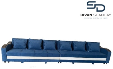 Диван прямой Divan Shanhay Royal-4, 400х75 см, обивка микровелюр, синий
