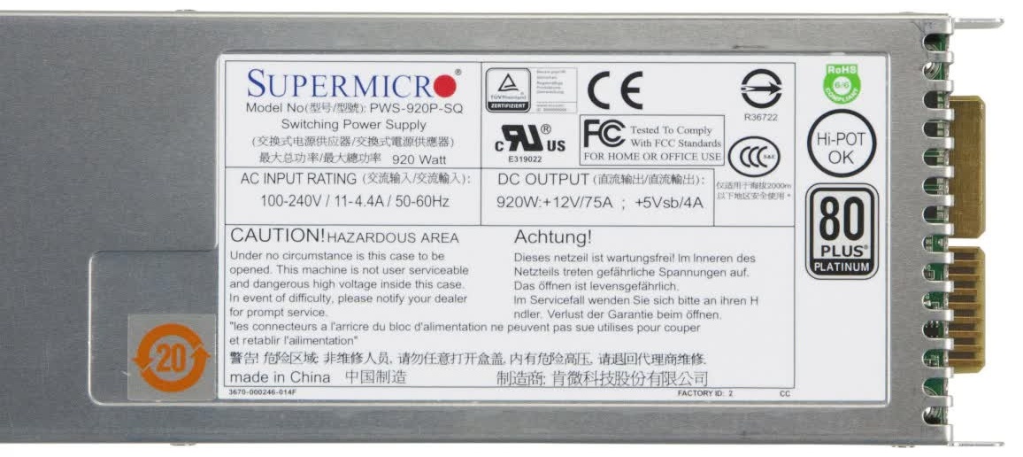 Серверный блок питания Supermicro PWS-920P-SQ 920 Вт