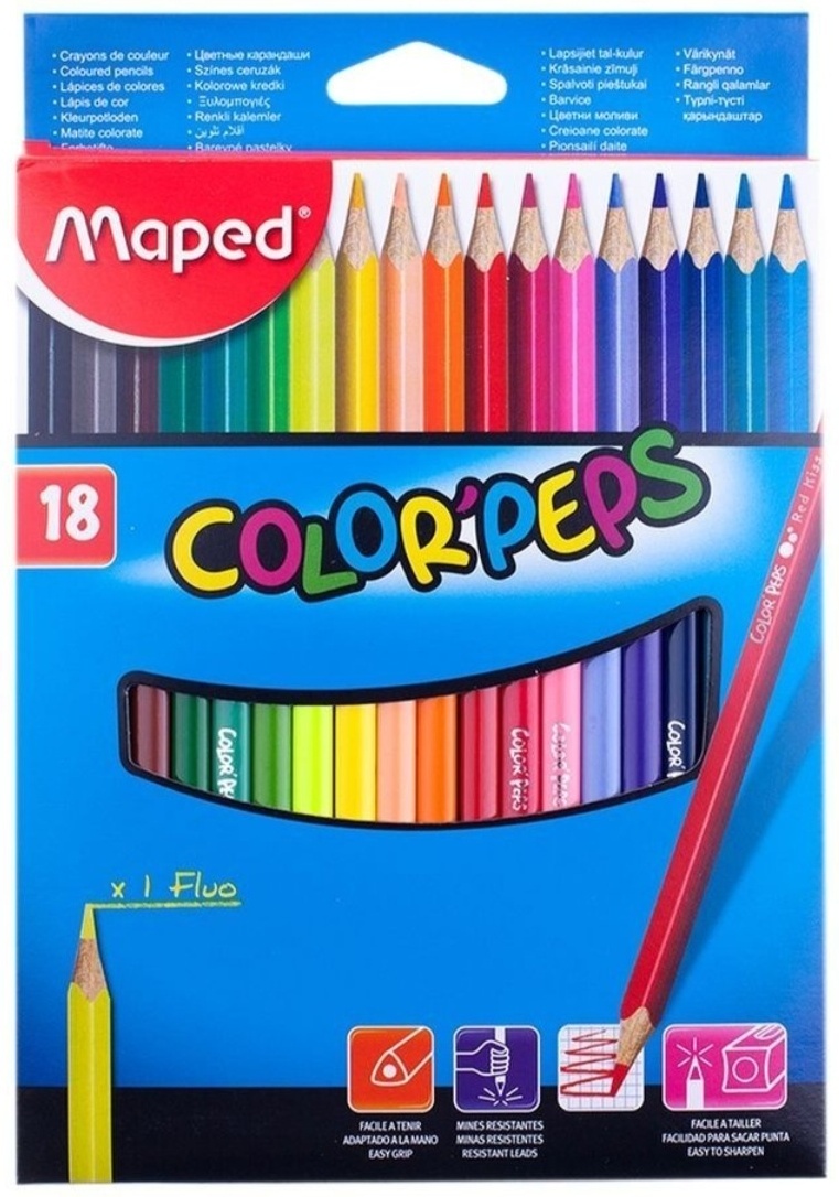 Цветные карандаши Maped ТМ23 форма трехгранная 18 шт