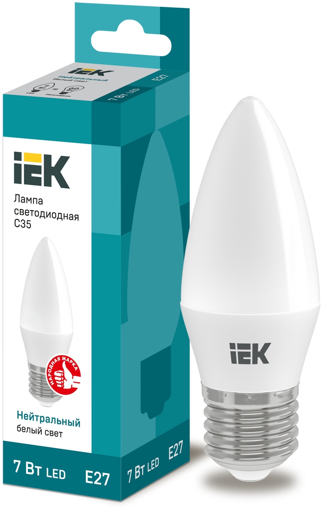 IEK 7W E27, светодиодная, холодный белый