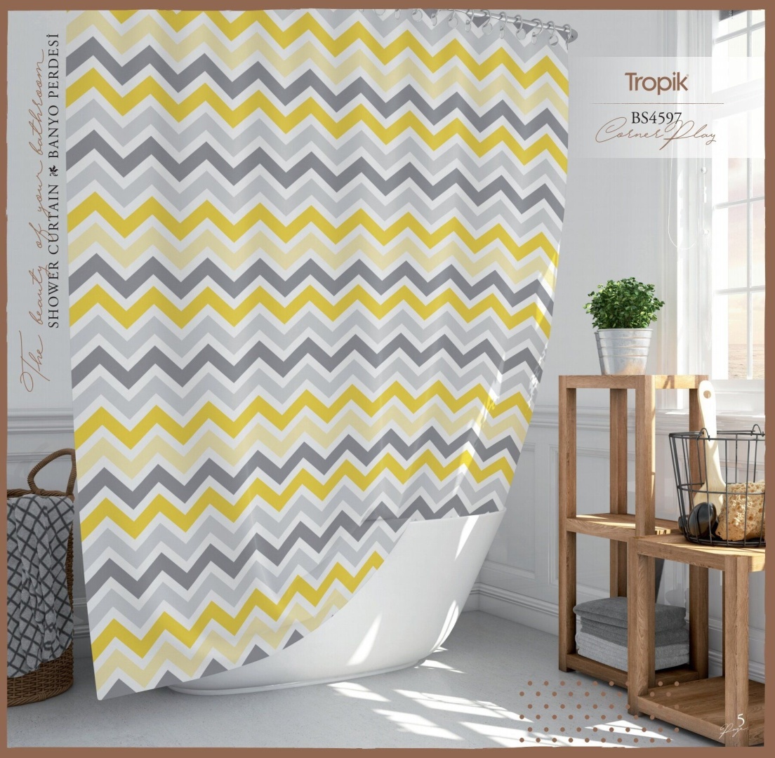 Штора TROPIC BS459 180x200 желтый, полиэстер