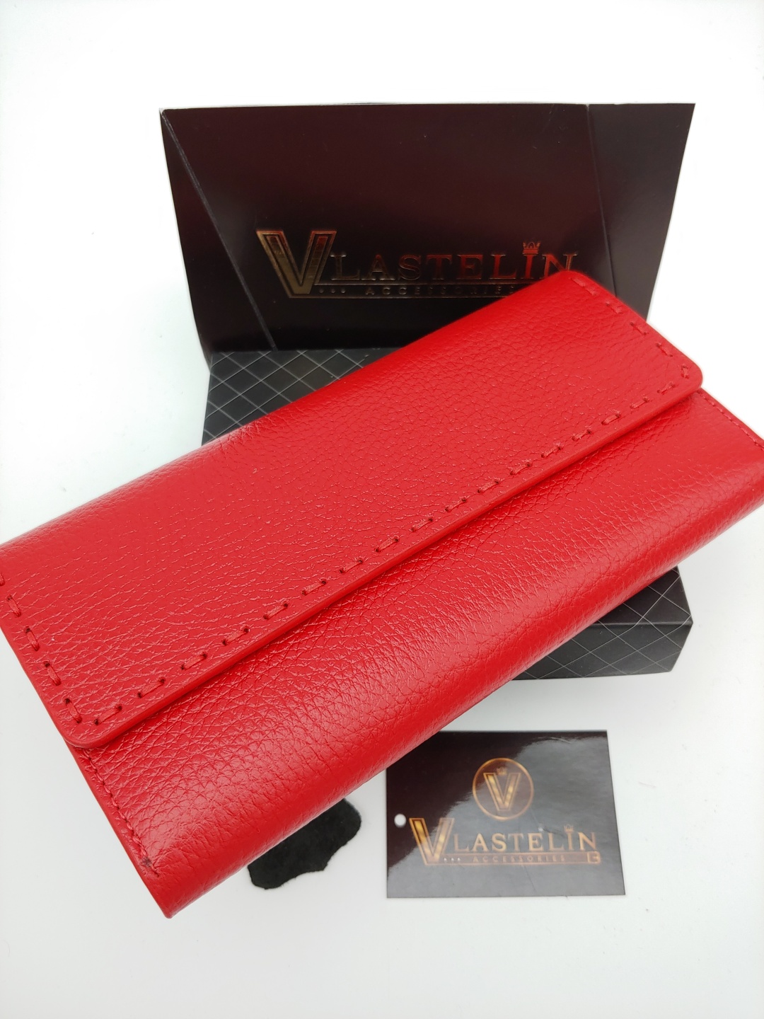Кошелек Vlastelin натуральная кожа красный