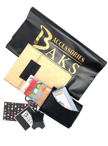 Картхолдер BAKS ACCESSORIES металл, натуральная кожа черный