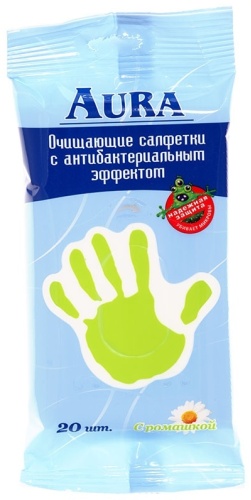 Влажные салфетки Aura Beauty Антибактериальные С ромашкой 20 шт