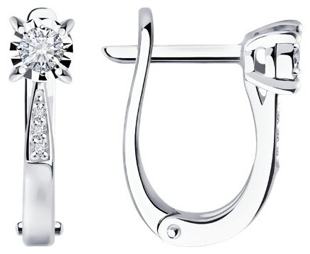 Серьги Diamant 52-220-01673-1 вес 2.44 г золото, бриллиант