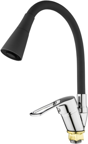 Смеситель с гибким изливом Dionis DNE8-L-305, силумин, цвет черный, хром