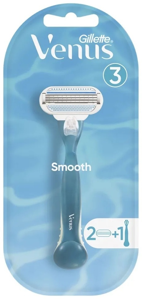 Gillette Venus Smooth бритвенный станок 1 шт + сменные кассеты 2 шт