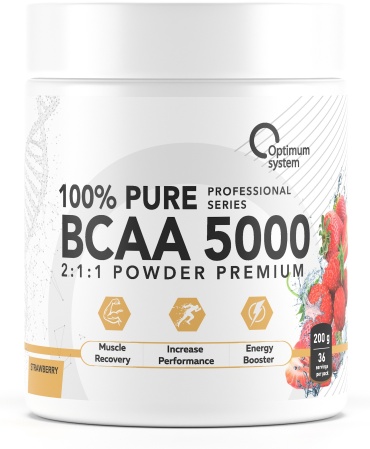 Optimum System BCAA 5000 Powder Клубника 200 г