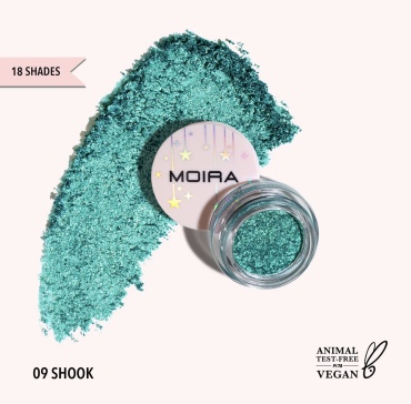 Кремовые тени- глиттеры MOIRA Starshow Shadow Pot 009 Shook Бирюзовый