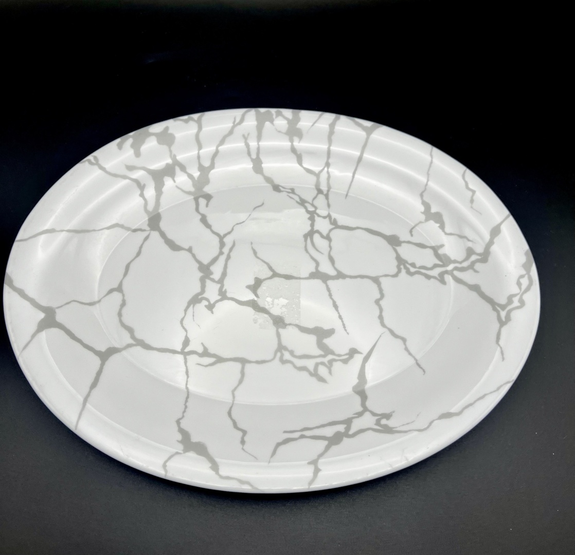 Блюдо Pars Opal Silver marble 35х26 см, стеклокерамика, 1 шт