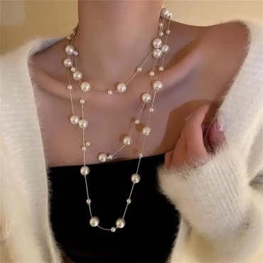 Бусы Fashion длина 70 см бижутерный сплав жемчуг