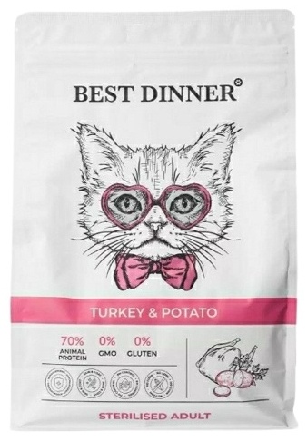 BEST DINNER Sterilised Adult для стерилизованных индейка, картофель 1.5 кг