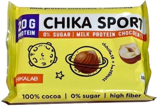 Купить CHIKALAB Chika Sport шоколад протеиновый со вкусом фундук 100 г ...