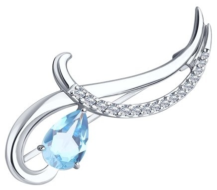 Брошь Diamant 94-340-01053-1 вес 3.06 г серебро, топаз