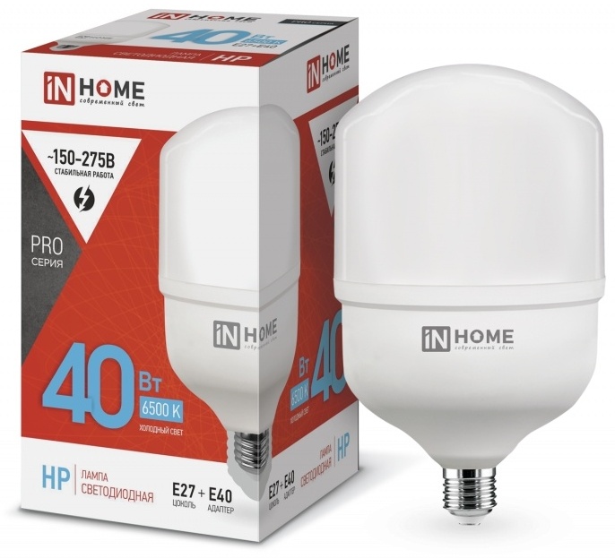 IN HOME 40W E27, светодиодная, холодный белый