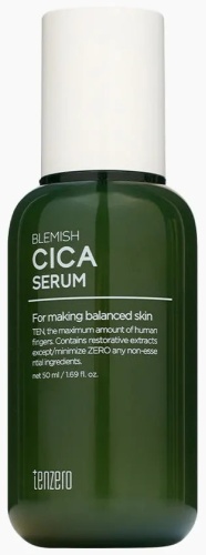 Tenzero сыворотка Blemish Cica Serum для лица, для зоны декольте 50 мл