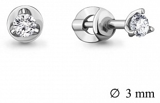 Пусеты AQUAMARINE 42088 вес 0.9 г серебро, фианит
