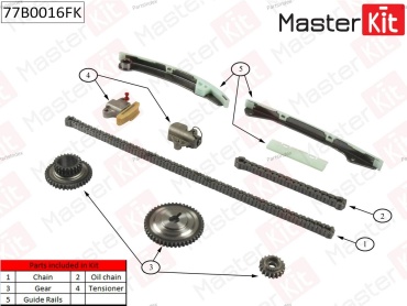 MASTERKIT Цепь ГРМ - Газораспределительного Механизма (комплект) 77B0016FK