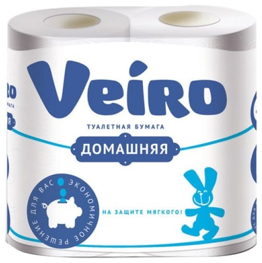 Veiro туалетная бумага 2-слойный 4 шт, первичная целлюлоза