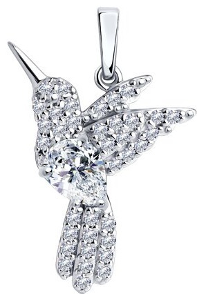 Подвеска Diamant 94-130-00672-2_skazka_1 вес 1.97 г серебро, фианит