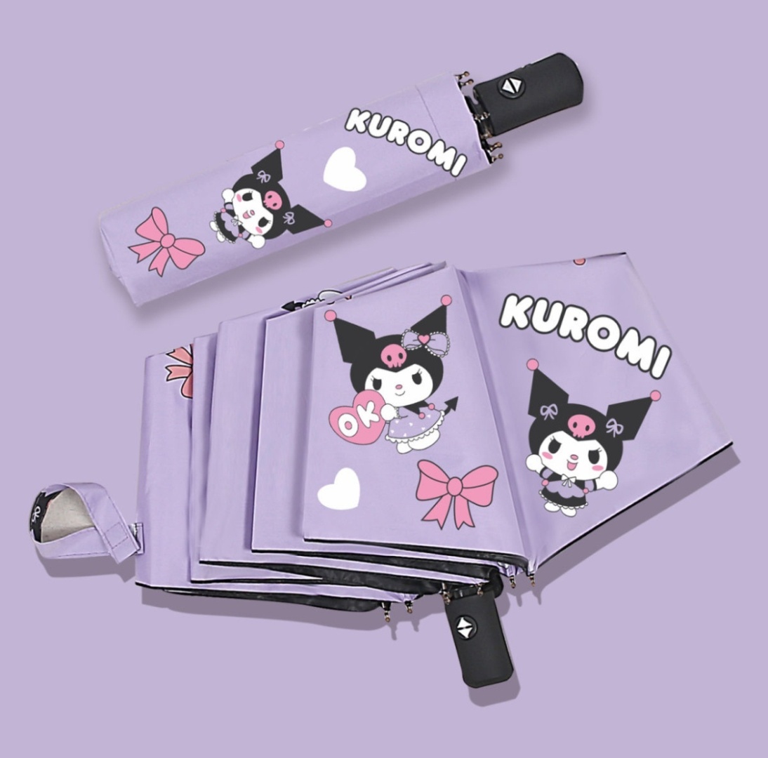 Складной зонт Kuromi автомат фиолетовый