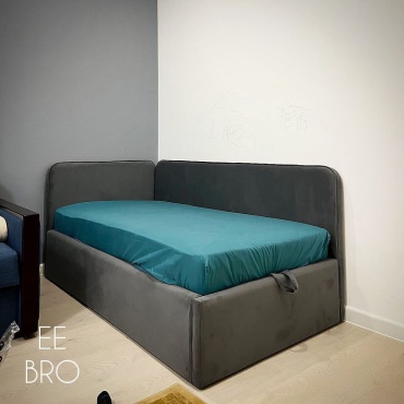Кровать EE BRO Корнер 90, 90x200 см, без матраса, серый