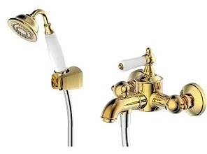 Смеситель для ванны с душем BRAVAT Art River F675109U-B цвет белый, бронзовый, однозахватный
