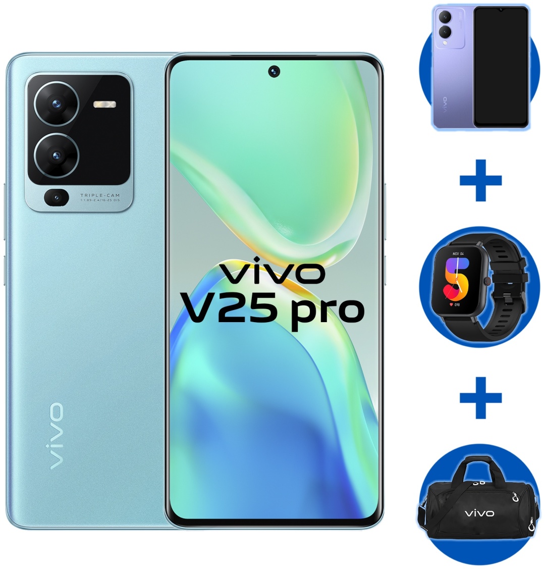 Купить Смартфон Vivo V25 Pro 12 ГБ/256 ГБ голубой + подарок в Алматы –  Магазин на Kaspi.kz