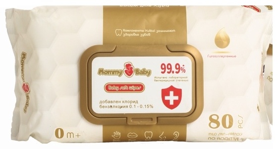 Детские влажные салфетки Mommy Baby Гипоаллергенные 80 шт