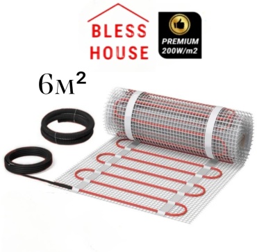 BLESS HOUSE нагревательный мат 1200 Вт, обогрев до 6 кв. м