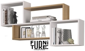 Полка Furni Ture F0049, 120х19x64 см, белый, коричневый