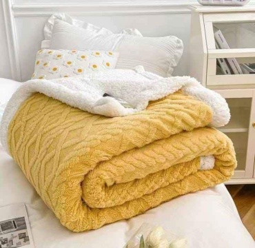 Плед BM HOME 200х230 см, искусственный мех, желтый