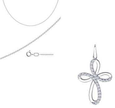 Колье Diamant 968020302-94-130-01317-1 длина 50 см вес 4.31 г серебро, фианит