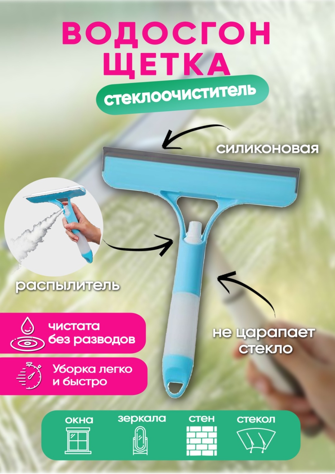 Стекломой Mei-001 синий, жёлтый