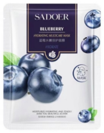 Маска для лица SADOER тканевая Blueberry 1 шт