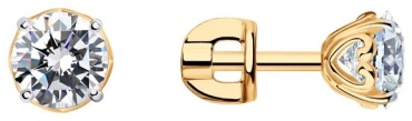 Пусеты SOKOLOV 93022260 вес 1.75 г серебро, фианит