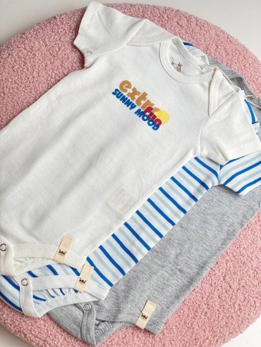 Набор боди Kuniboo серый, белый, голубой