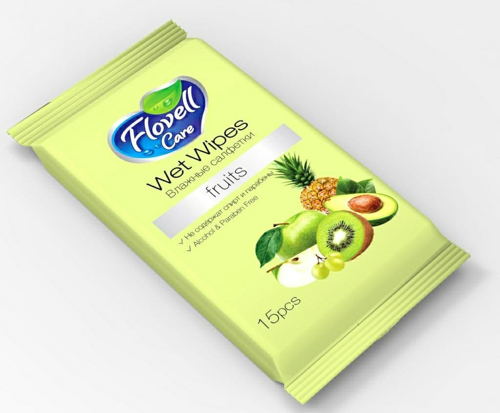 Влажные салфетки Flovell Care Fruits 15 шт жёлтый