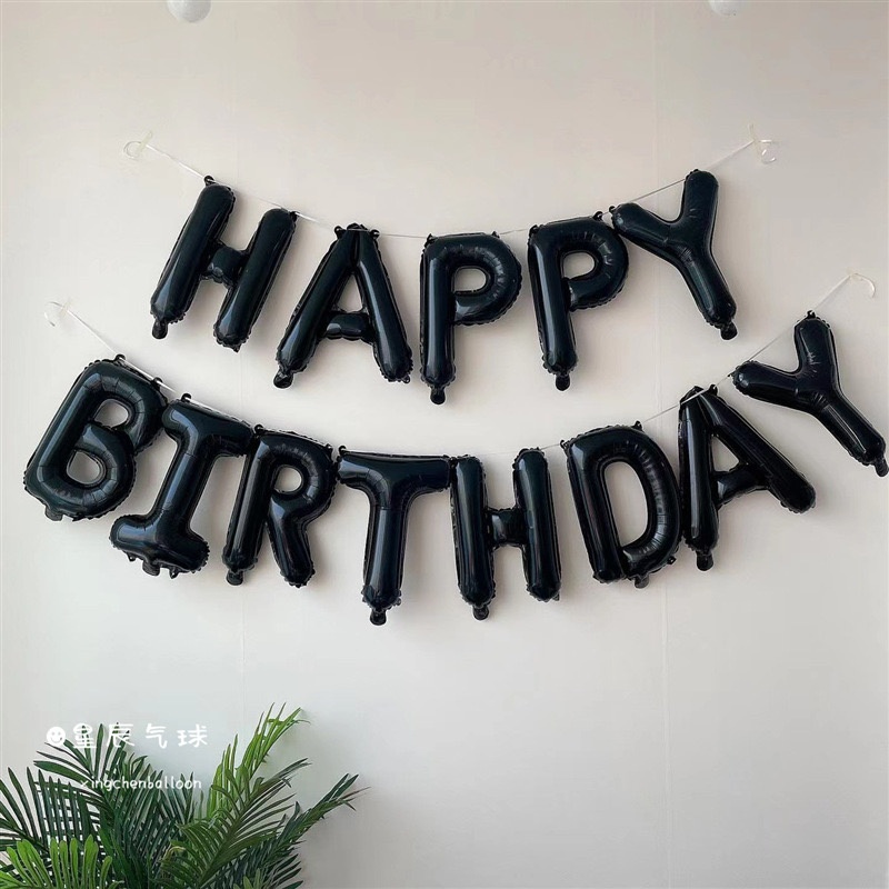 Набор воздушных шаров Falali Happy Birthday 13 шт, черный