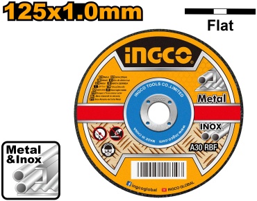 Диск отрезной по металлу 125x22.2х1 мм, INGCO MCD101251