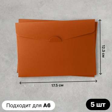 Конверт для денег оранжевый, А6, 5 шт