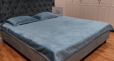Покрывало с наволочками BM HOME 225х235 см, хлопок, велюр, синий