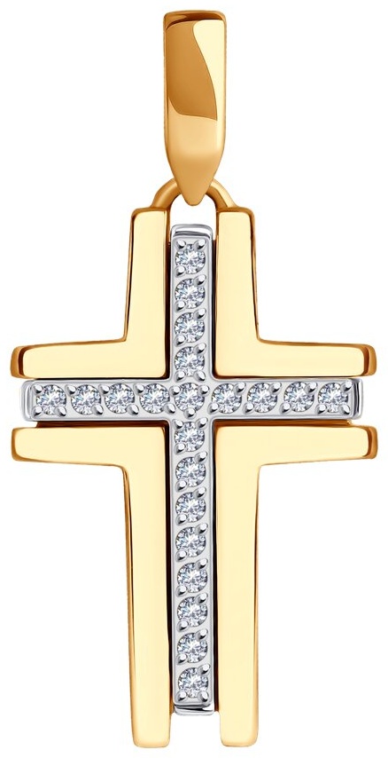 Крестик SOKOLOV PEN-SO-585-44459204 вес 1.96 г золото, фианит