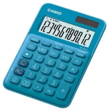Калькулятор бухгалтерский CASIO MS-20UC-BU-W-EC, 12-разрядный, голубой