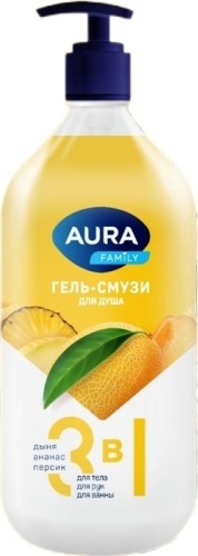 Aura Beauty персик, Family дыня, ананас гель 1000 мл